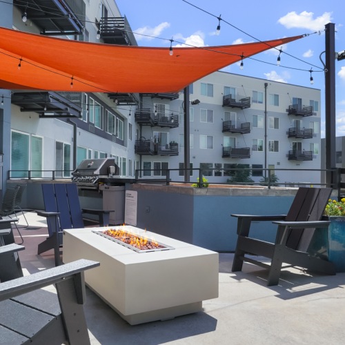 Rooftop deck with firepit